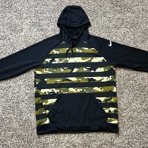Nike Camo Striped Dri Fit Black Lace Tie Pullover Hoodie Sweater Adult Size XL